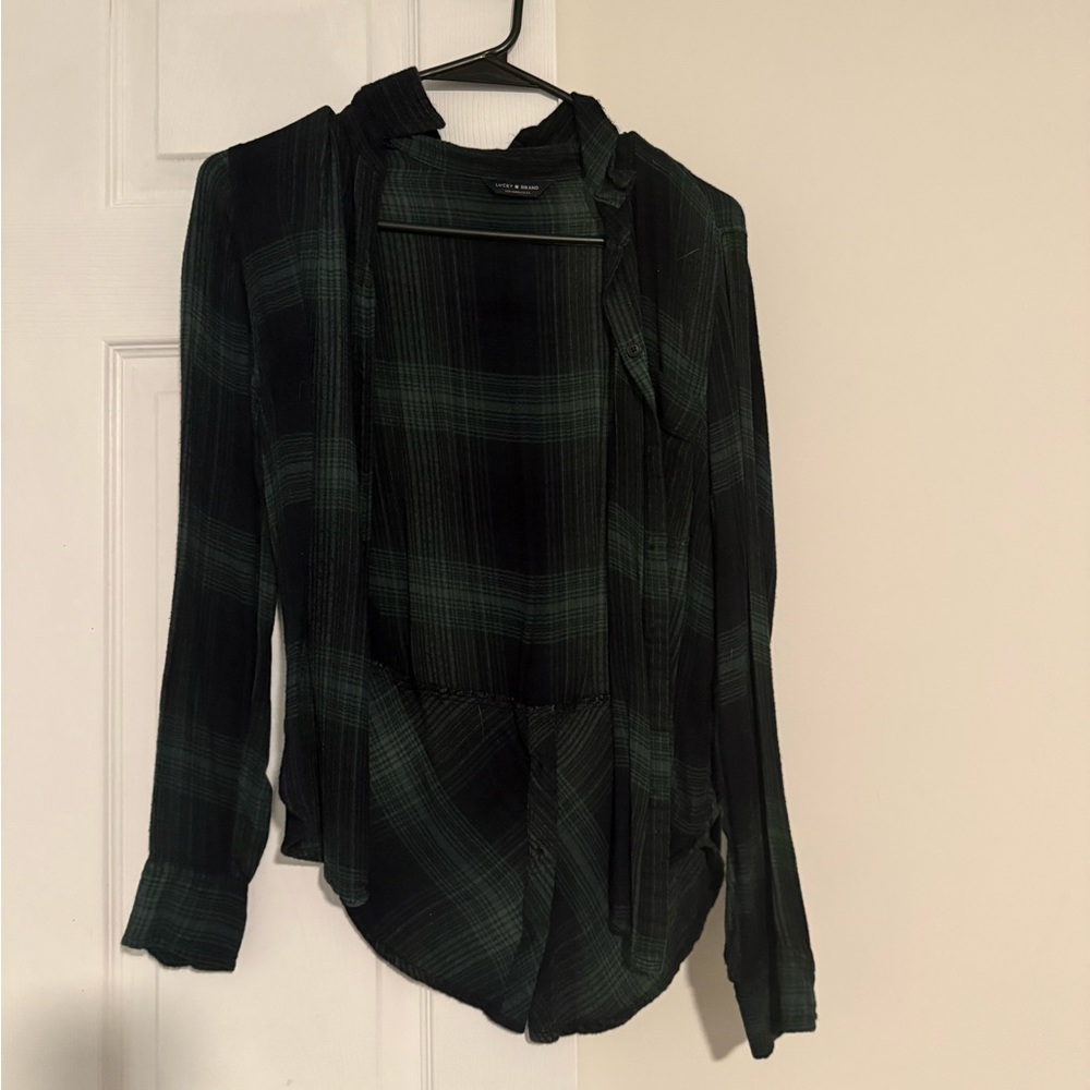 Lucky Brand Green Plaid Button Down Shirt